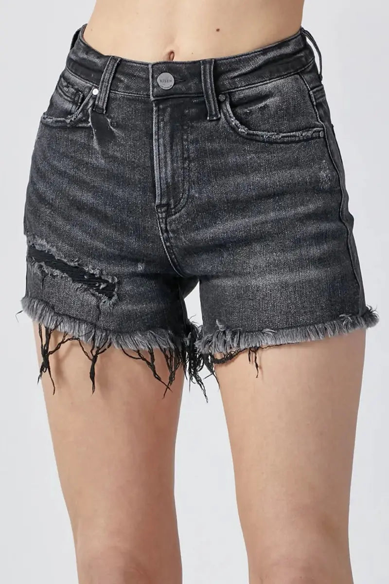RISEN Raw Hem Denim Shorts with Pockets for Women - Love Salve